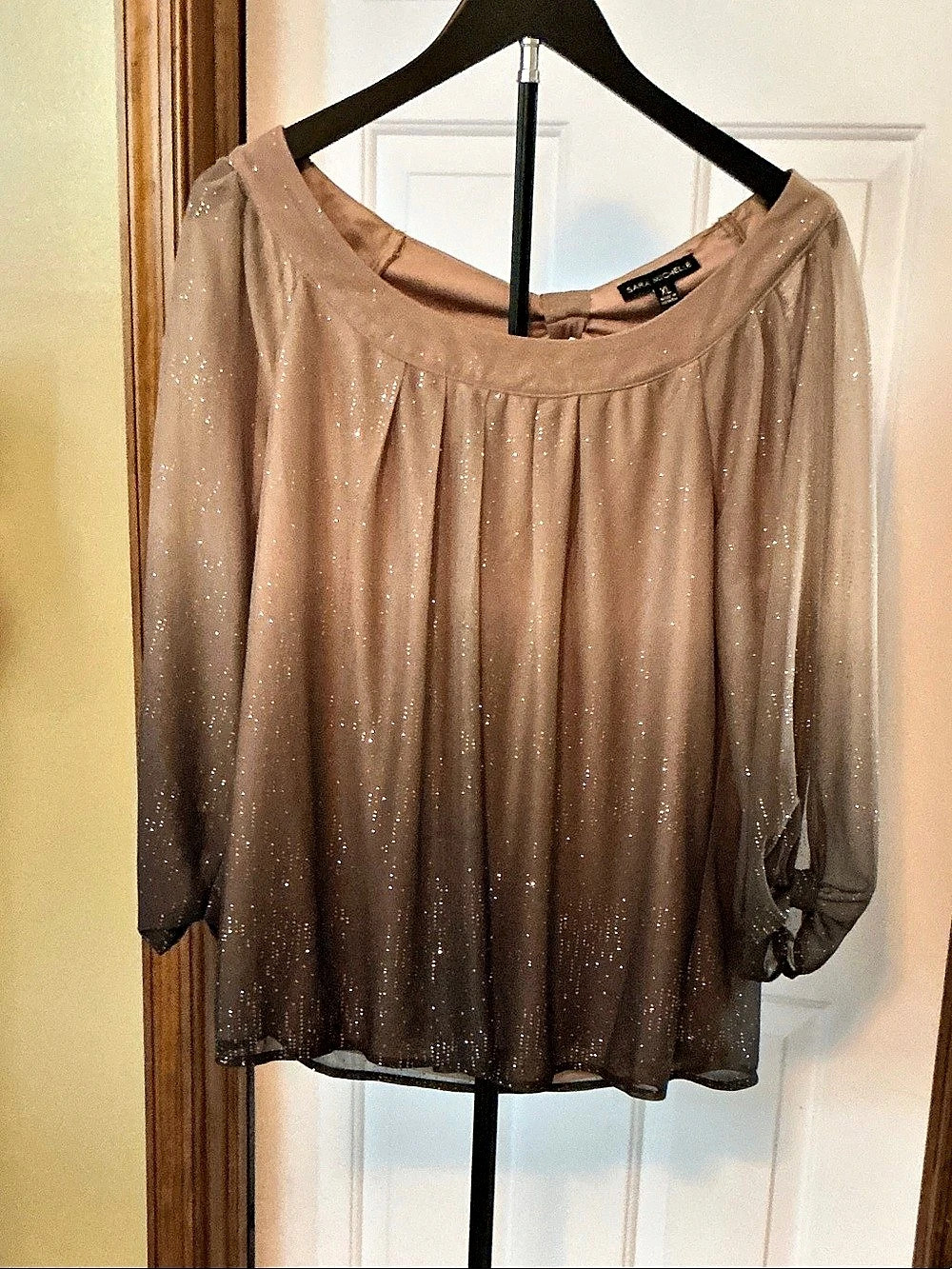 Sara Michele Sparkle Blouse in Brown ,  Size XL